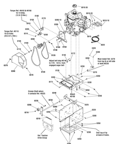 Engine Group Diagram and Parts List for 1696125 2011 Briggs and Stratton Snow Blower